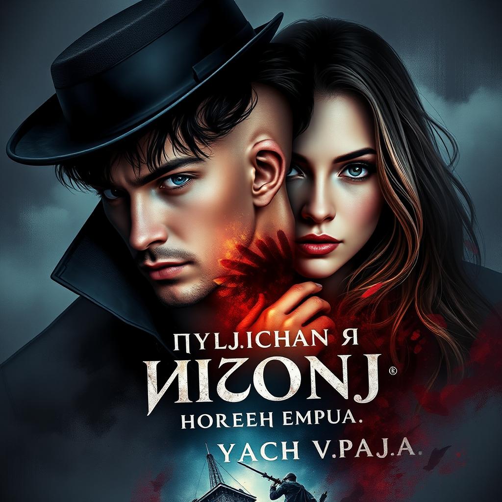 Create a captivating and romantic book cover for the title 'Хулиган и Тихоня: Больше чем враги'