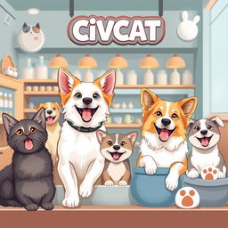 Create a background image for a pet food shop named CiVCAT