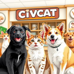 Create a background image for a pet food shop named CiVCAT