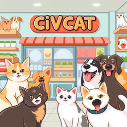 Create a background image for a pet food shop named CiVCAT