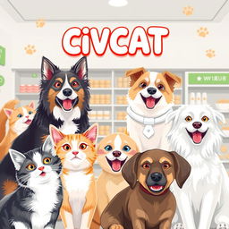 Create a background image for a pet food shop named CiVCAT