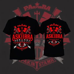 A stylish t-shirt design featuring Paskibra, with dominant colors being red and black