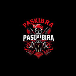 A stylish t-shirt design featuring Paskibra, with dominant colors being red and black