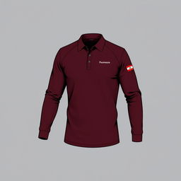 A long-sleeve shirt design with maroon and black colors