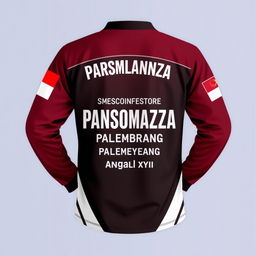 A long-sleeve shirt design featuring maroon, black, and white colors