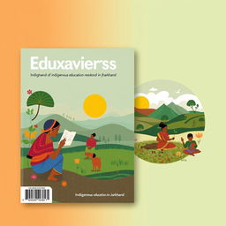 Design a book cover for a magazine titled 'Eduxaviers' based on the theme of indigenous education in Jharkhand