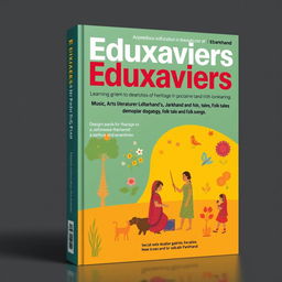 Design a book cover for a magazine titled 'Eduxaviers' based on the theme of indigenous education in Jharkhand