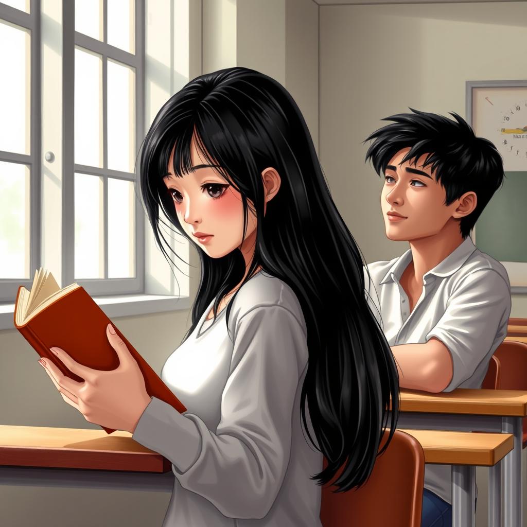 Create a book cover for a high school romance novel featuring two main characters: Erika and Dean