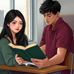 Create a book cover for a high school romance novel featuring two main characters: Erika and Dean