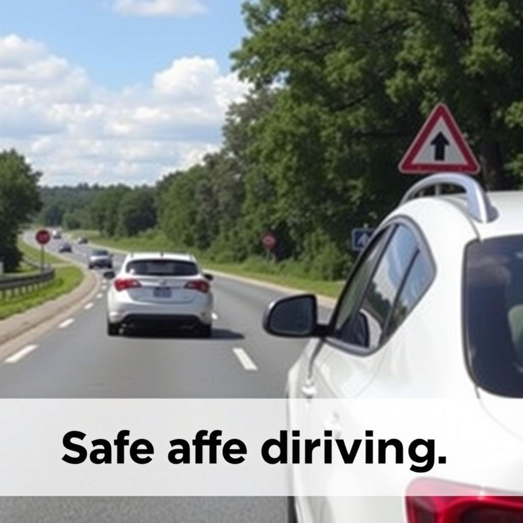 A peaceful road scene showcasing safe driving