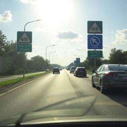 A peaceful road scene showcasing safe driving