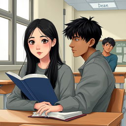 Create a book cover for a high school romance novel featuring two main characters: Erika and Dean