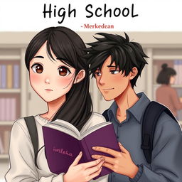 Create a book cover for a high school romance novel featuring two main characters: Erika and Dean