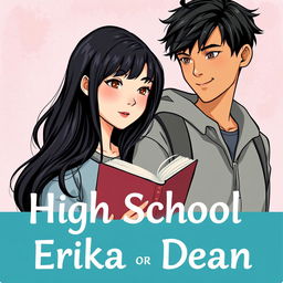 Create a book cover for a high school romance novel featuring two main characters: Erika and Dean