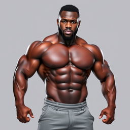 A strong, muscular black man standing confidently