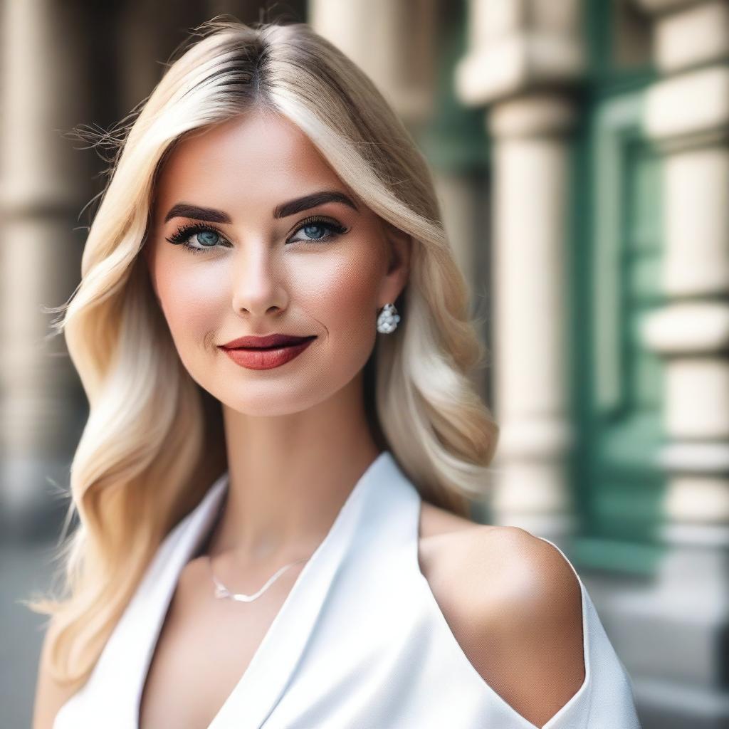 Create an image of Ivanka Lityński, focusing on her distinctive features and style