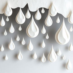 Create an image of raindrops made from paper