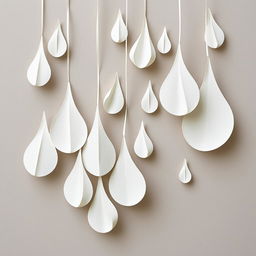 Create an image of raindrops made from paper