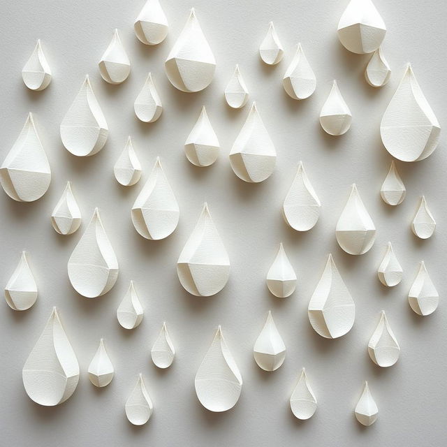 Create an image of raindrops made from paper