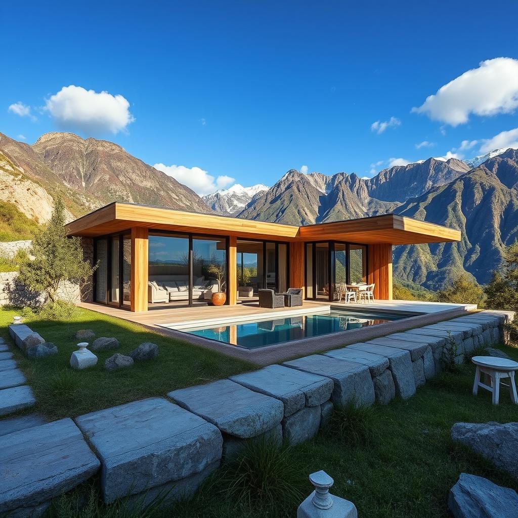 Diseñar una casa única con vistas impresionantes a las montañas del Perú