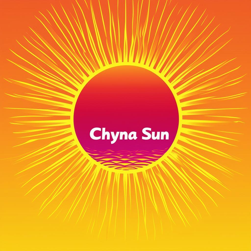 Create a vibrant and eye-catching logo for a publishing entertainment company named 'Chyna Sun', featuring bright colors, a sun motif, and a stylish font