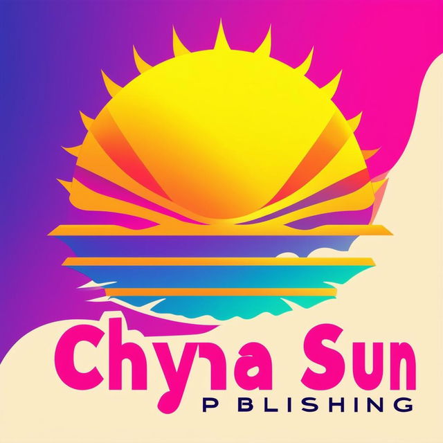 Design a vibrant and eye-catching logo for 'Chyna Sun Publishing' with bright colors, sun imagery, and bold, creative typography