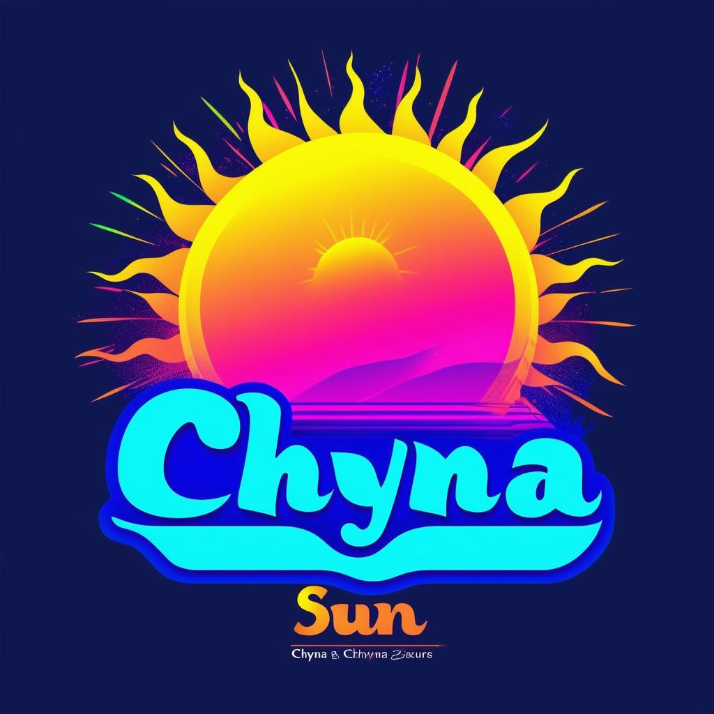 Design a vibrant and eye-catching logo for 'Chyna Sun' with bright colors, sun imagery, and bold, creative typography.