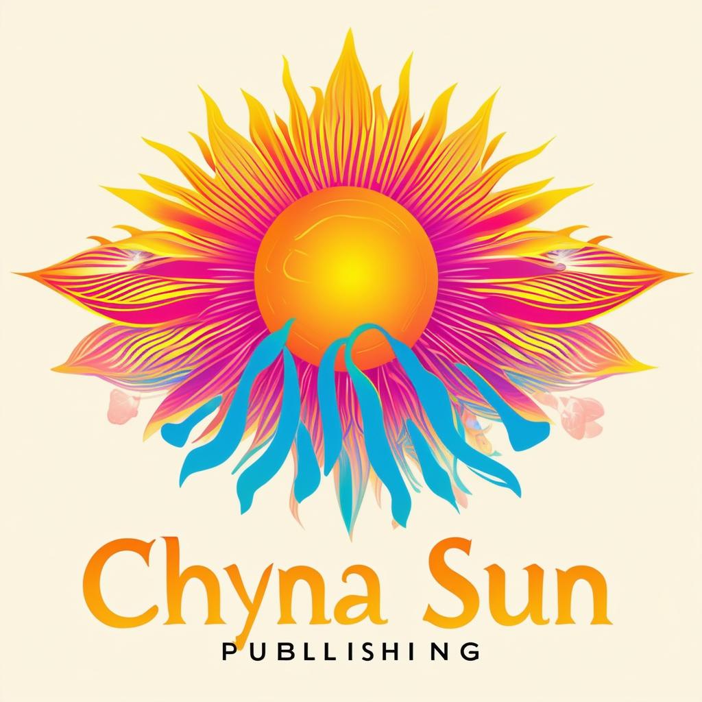 Design a vibrant and eye-catching logo for 'Chyna Sun' publishing company with bright colors, sun imagery, and bold, creative typography