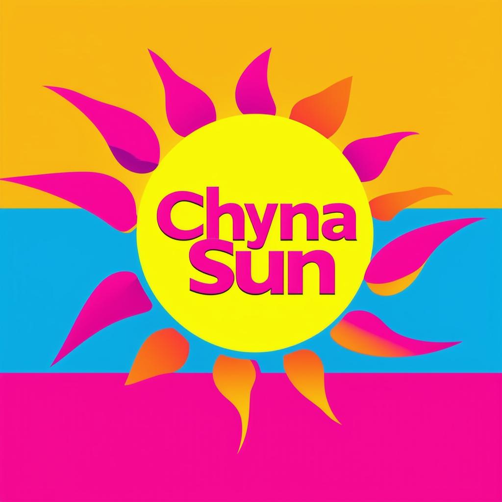 Create a vibrant and eye-catching logo for 'Chyna Sun' publishing company with bright colors, sun imagery, and bold, creative typography