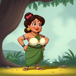 Tuntun Aunty from Chhota Bheem standing with a bra