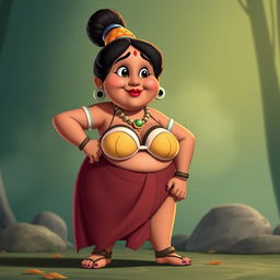 Tuntun Aunty from Chhota Bheem standing with a bra