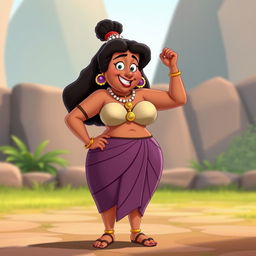 Tuntun Aunty from Chhota Bheem standing with a bra