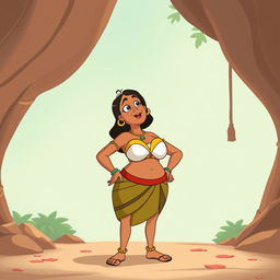 Tuntun Aunty from Chhota Bheem standing with a bra