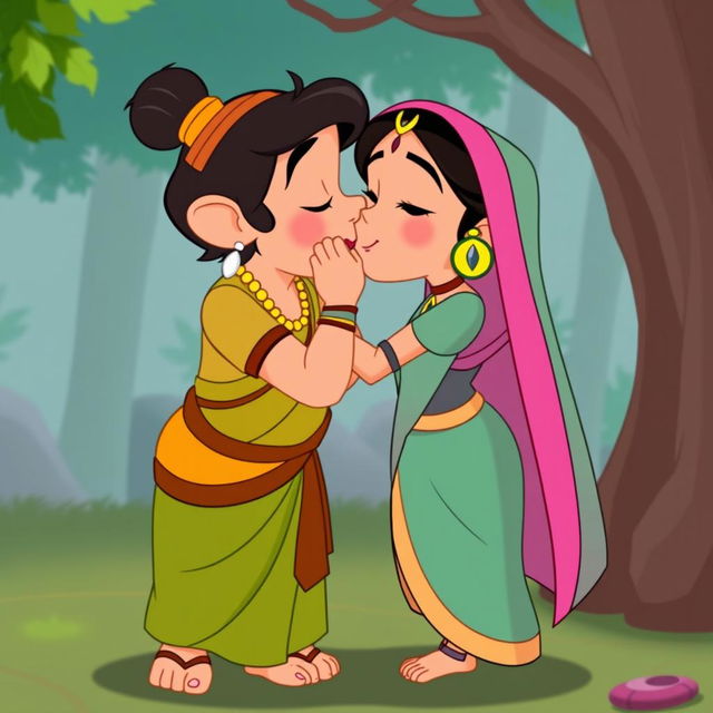 Tuntun Aunty from Chhota Bheem kissing Kaliya from Chhota Bheem