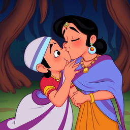 Tuntun Aunty from Chhota Bheem kissing Kaliya from Chhota Bheem