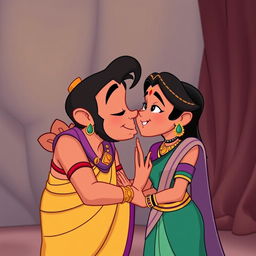 Tuntun Aunty from Chhota Bheem kissing Kaliya from Chhota Bheem