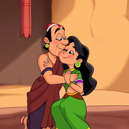 Tuntun Aunty from Chhota Bheem kissing Kaliya from Chhota Bheem