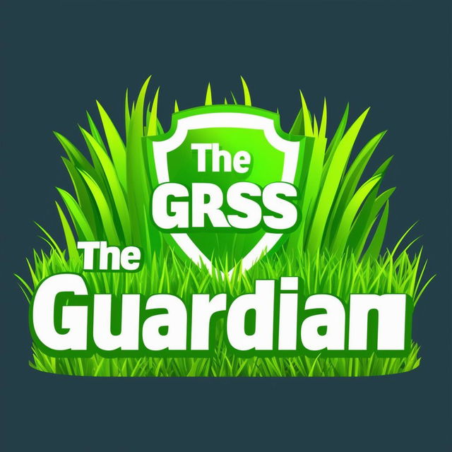 Design a vibrant and professional logo for 'The Grass Guardian' lawn weed control company, featuring elements like bright green grass, a shield, and possibly a spray nozzle, with a bold color palette