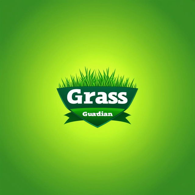 Design a vibrant and professional logo for 'The Grass Guardian' lawn weed control company, featuring elements like bright green grass, a shield, and possibly a spray nozzle, with a bold color palette