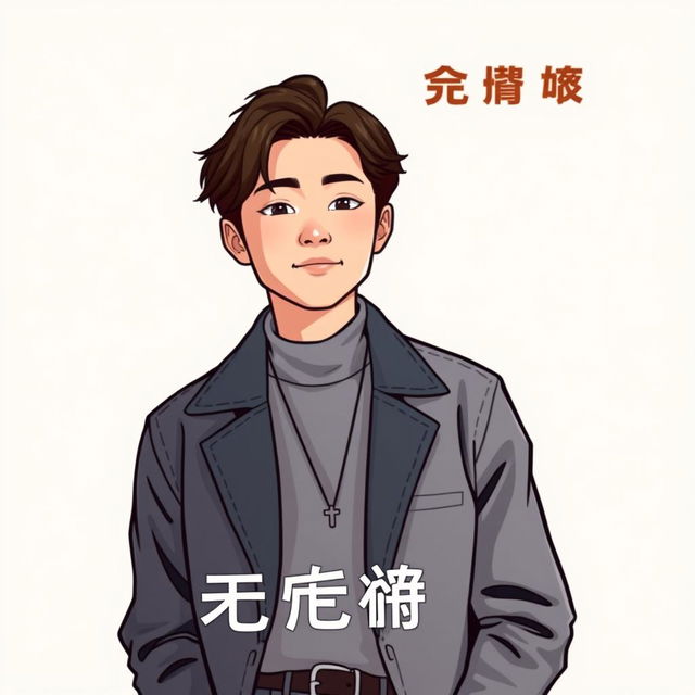 Create an image of a person who is very confident in their appearance, saying '我觉得长得没我本人帅气' which translates to 'I think they don't look as handsome as me'