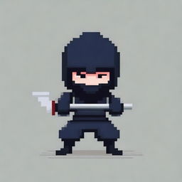 Create a pixel art image of a ninja on a white background