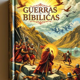 A detailed book cover illustration depicting biblical wars