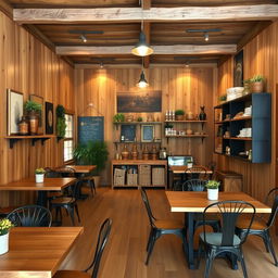 Design a cozy and attractive interior for a space with wooden walls and ceiling