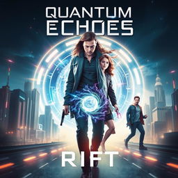 Create a movie poster for 'Quantum Echoes: Rift'