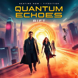 Create a movie poster for 'Quantum Echoes: Rift'