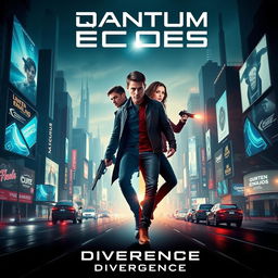 Design a movie poster for 'Quantum Echoes: Divergence'