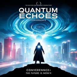 Create a movie poster for 'Quantum Echoes: Convergence'