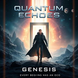 Design a movie poster for 'Quantum Echoes: Genesis'