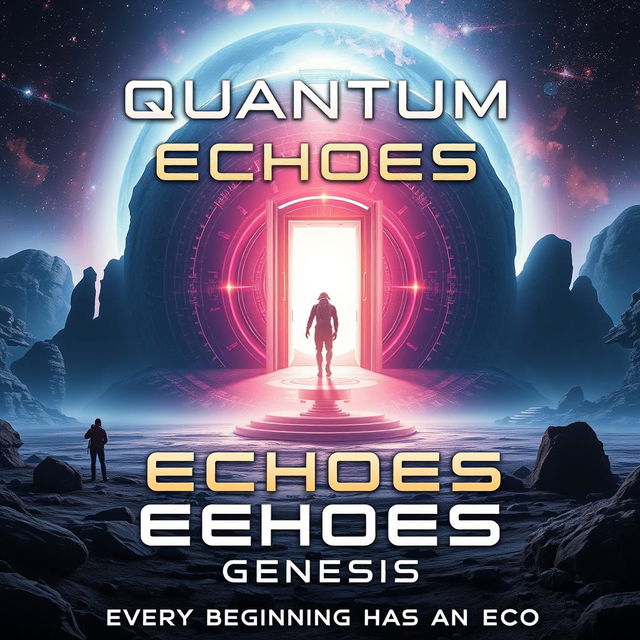 Design a movie poster for 'Quantum Echoes: Genesis'