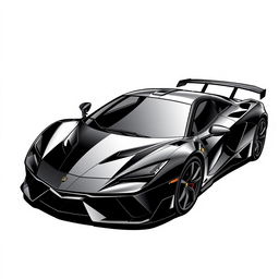 Create an image of a sleek black supercar with aggressive lines